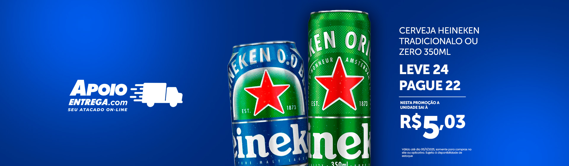 Cerveja Heineken Regular e Zero 350ml 5/11
